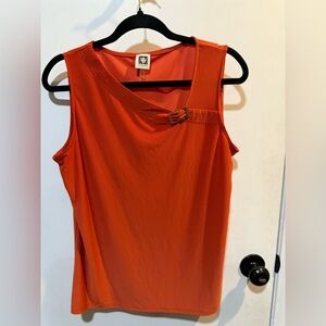 Anne Klein Vibrant Orange Tank Top with Buckle-#1145